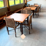 Mesa Quadrada em Peroba Rosa com 4 Cadeiras Base Alumínio - Imagem 2